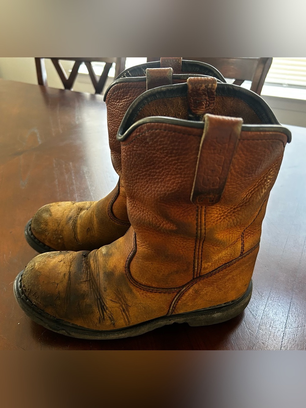 Vintage Red Wing Pecos Pull-On Work Boots Made in USA Distressed Leather size 9D